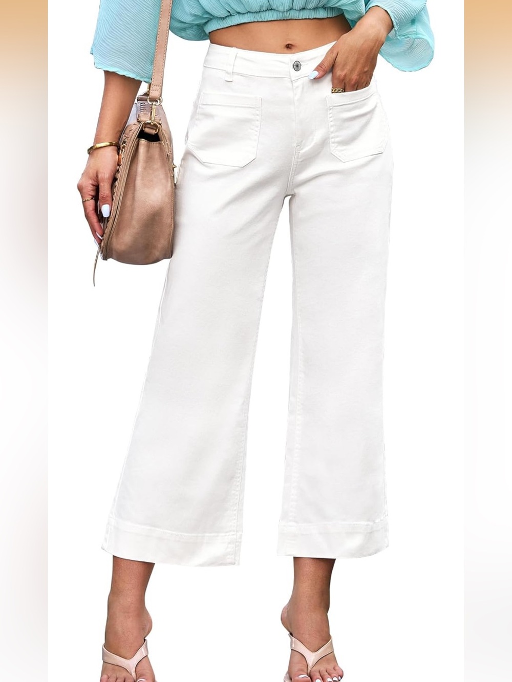 Wide Leg Jeans Trendy High Waisted Crop Flare Jeans Pants S. 2641/bb15-4